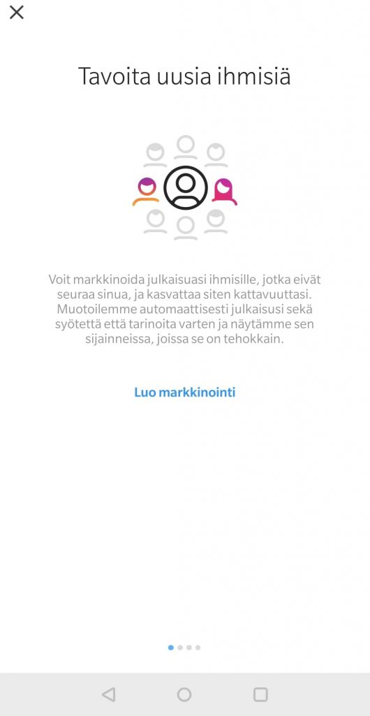 Instagram-yritystilillä pystyt mainostamaan yrityksesi tekemiä julkaisuja ja lisäämään näkyvyyttäsi somessa.