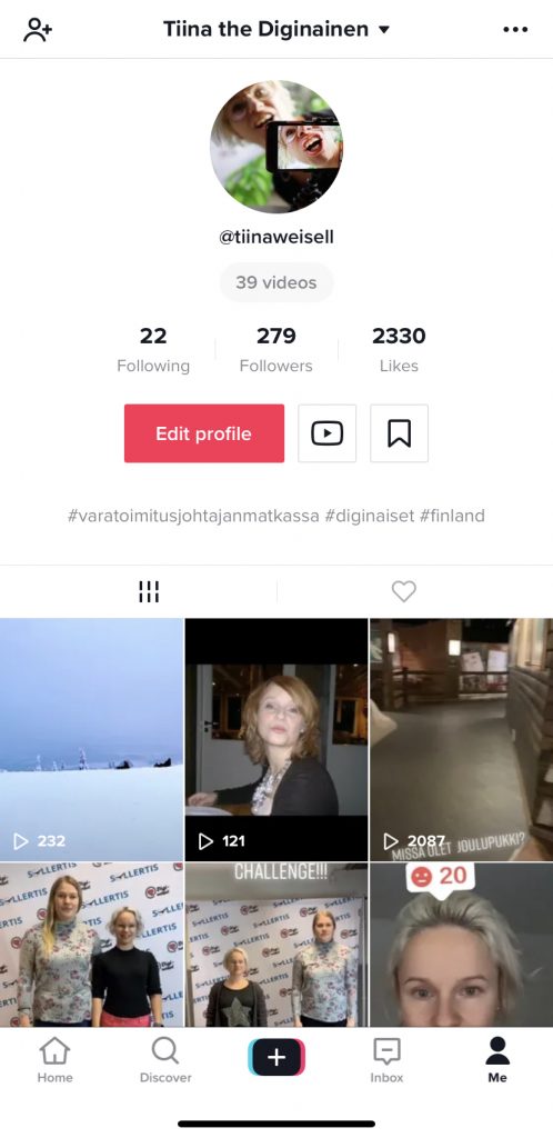 TikTok profiili Tiina Weisell