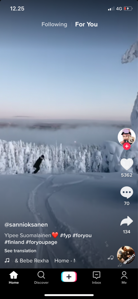 Kuva TikTokin syötteestä