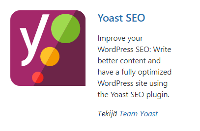 Hakukoneoptimointi lisäosa Yoast SEO