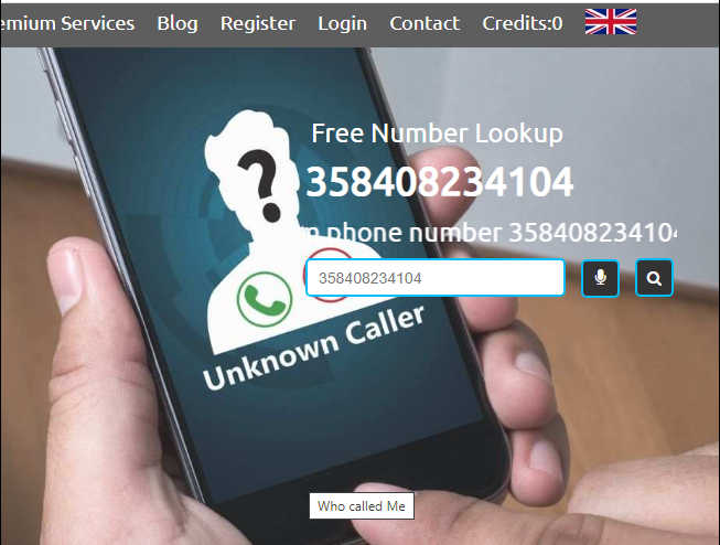 Puhelin ihmisen kädessä, tuntematon numero soittaa.