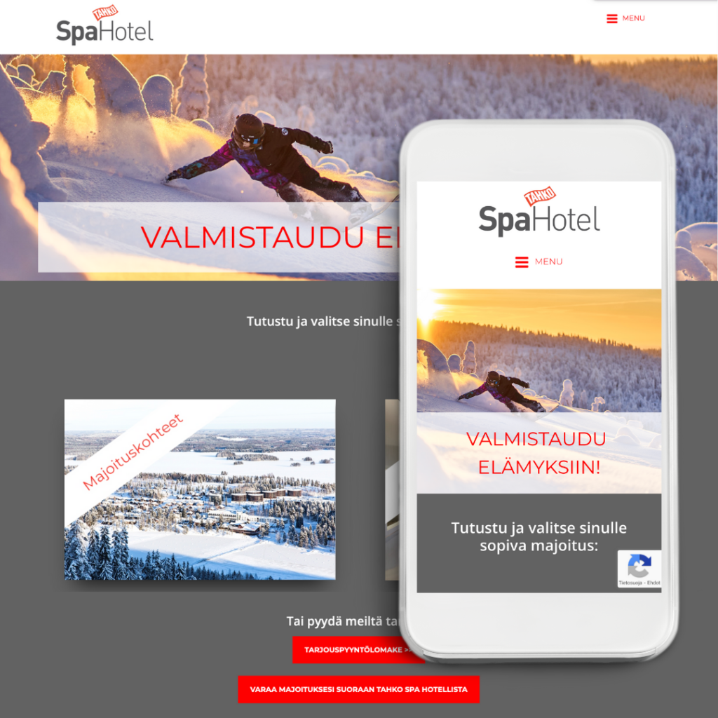 Tahko Spa verkkosivut